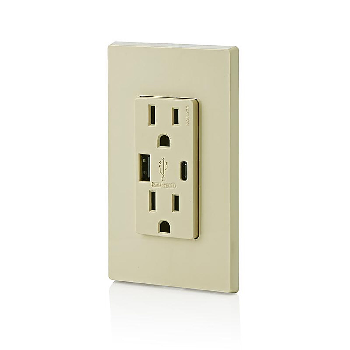 Leviton - T5633-I - Decora 15 amps 125 volt Ivory Outlet and USB Charger 5-15R - 1/Pack