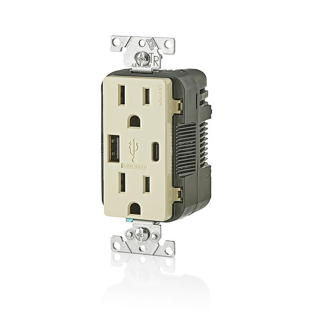 Leviton - T5633-I - Decora 15 amps 125 volt Ivory Outlet and USB Charger 5-15R - 1/Pack