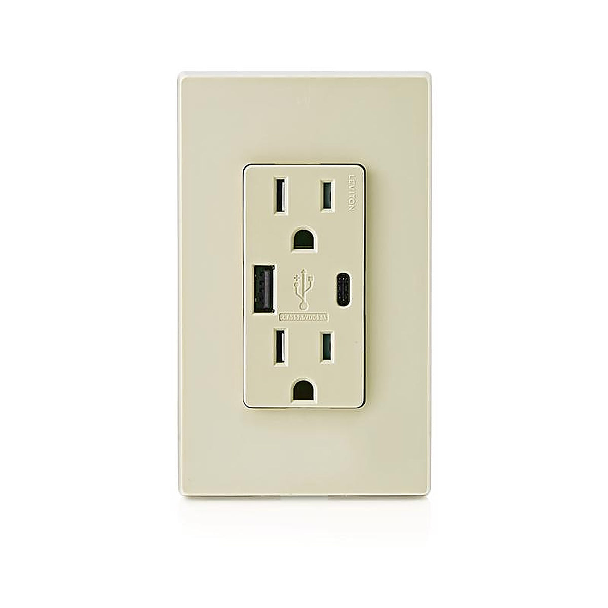 Leviton - T5633-I - Decora 15 amps 125 volt Ivory Outlet and USB Charger 5-15R - 1/Pack