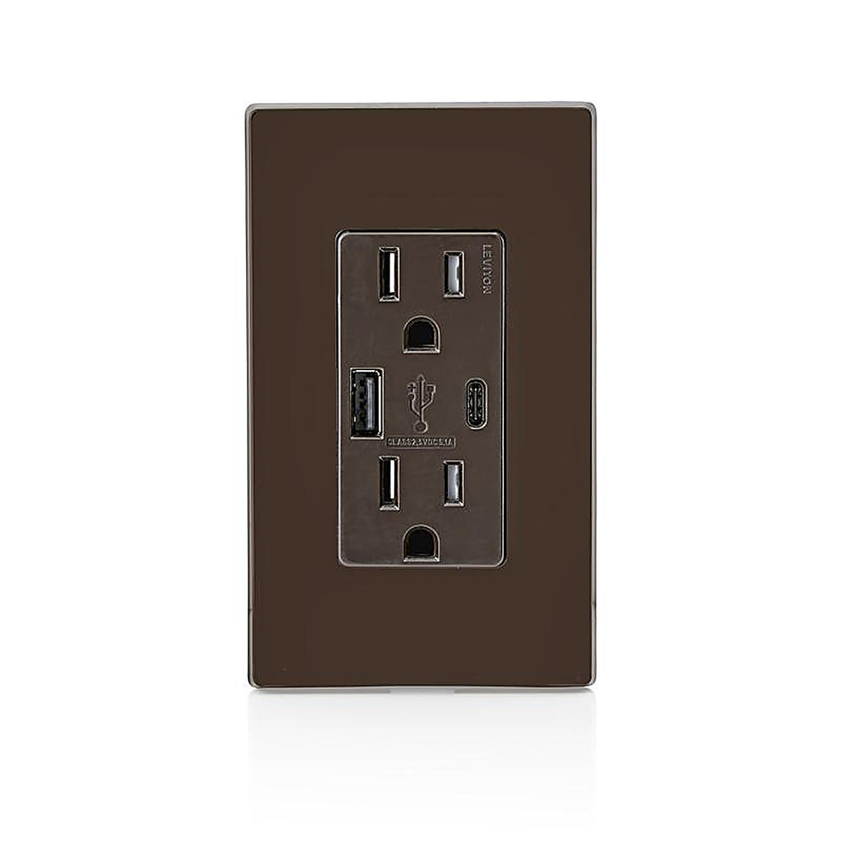 Leviton - T5633-B - Decora 15 amps 125 volt Brown Outlet and USB Charger 5-15R - 1/Pack