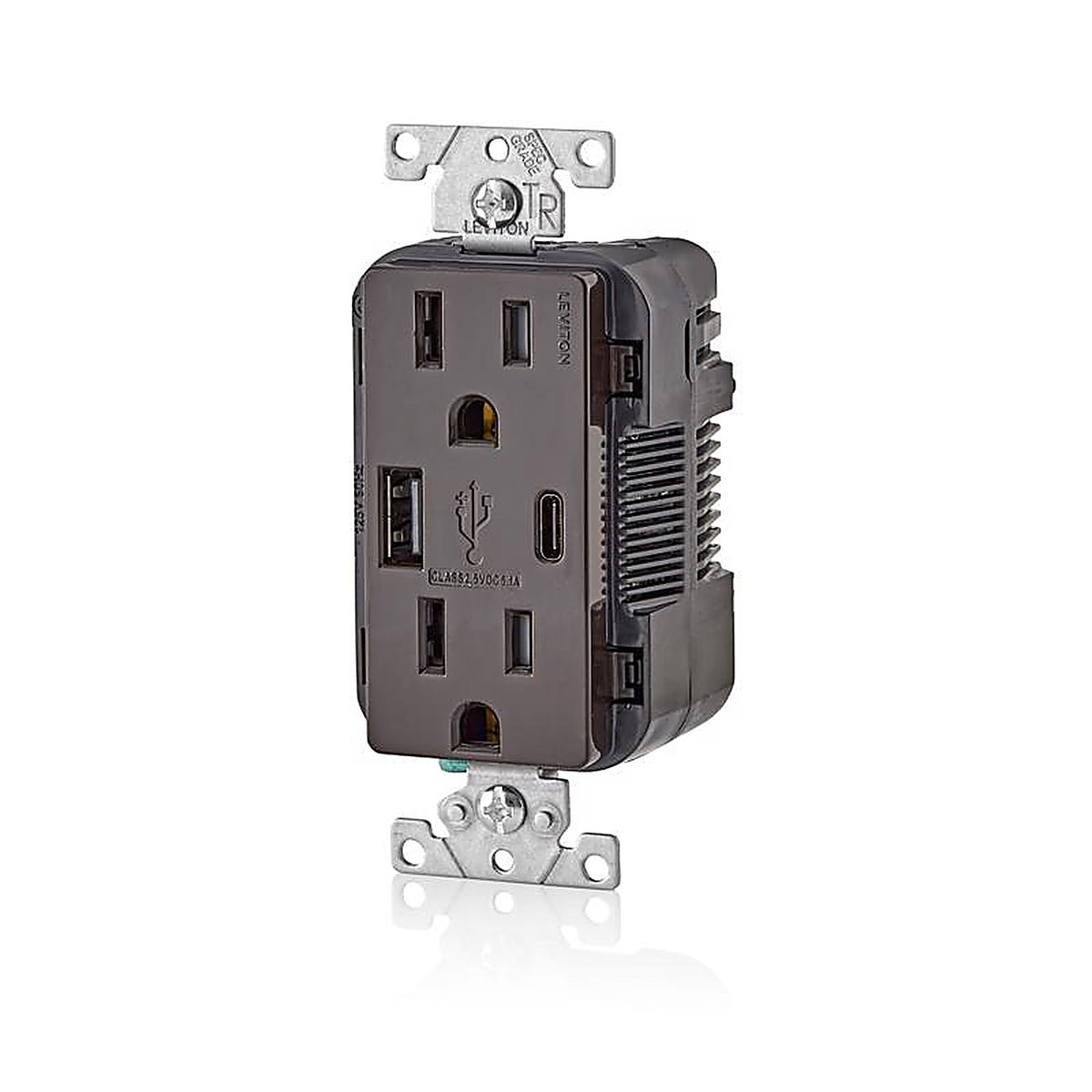 Leviton - T5633-B - Decora 15 amps 125 volt Brown Outlet and USB Charger 5-15R - 1/Pack