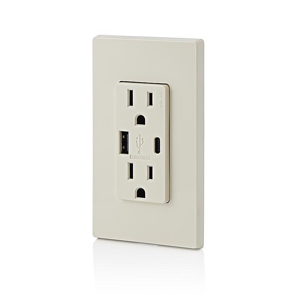 Leviton - T5633-T - Decora 15 amps 125 volt Light Almond Outlet and USB Charger 5-15R - 1/Pack