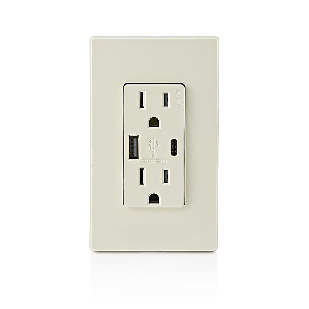 Leviton - T5633-T - Decora 15 amps 125 volt Light Almond Outlet and USB Charger 5-15R - 1/Pack
