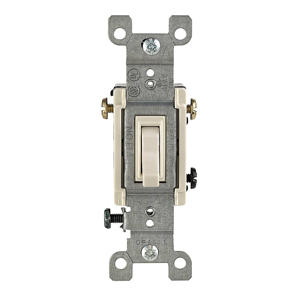 Leviton - 1453-2TM - 15 amps Three Pole Toggle AC Quiet Switch Light Almond - 6/Pack