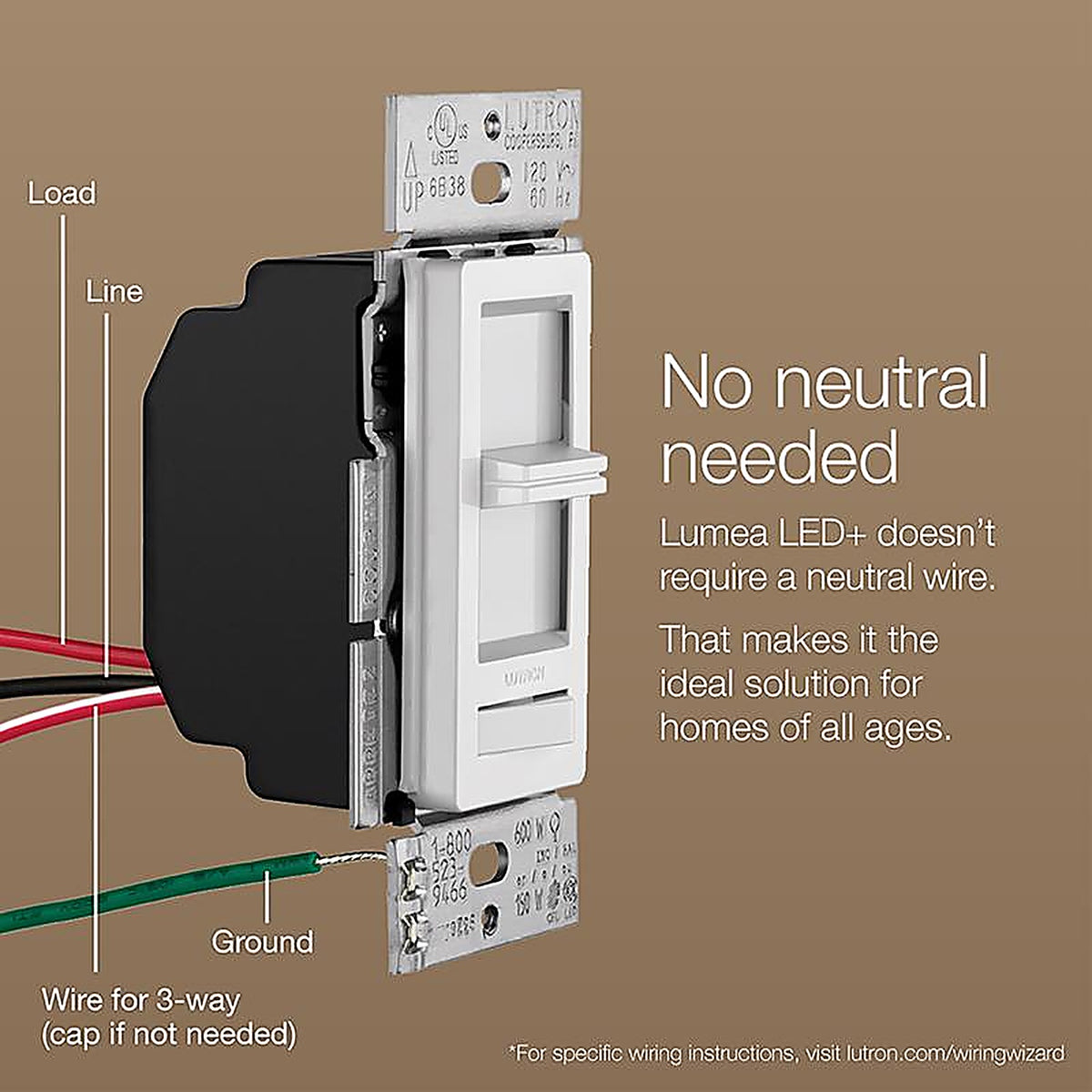 Lutron - LECL-150H-IV - Lumea Ivory 150 watt Slide Dimmer Switch - 1/Pack