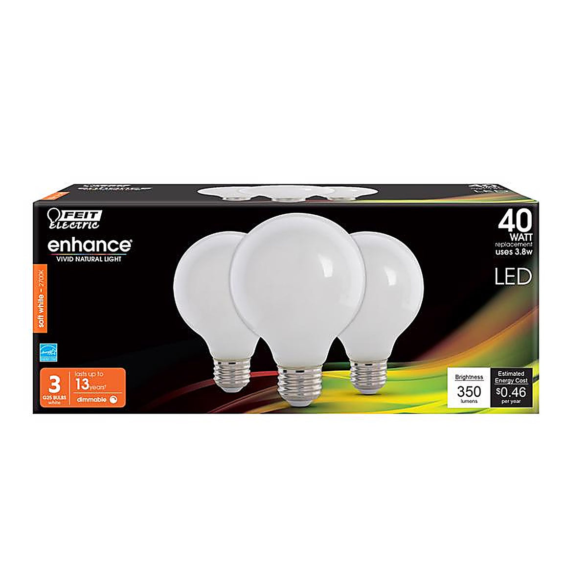 Feit Electric - G2540W927CAFL3R - Enhance G25 E26 (Medium) Filament LED Bulb Soft White 40 W 3 pk