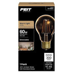 Feit Electric - AT19/VG/LED - A19 E26 (Medium) LED Bulb Amber Soft White 60 W 1 pk