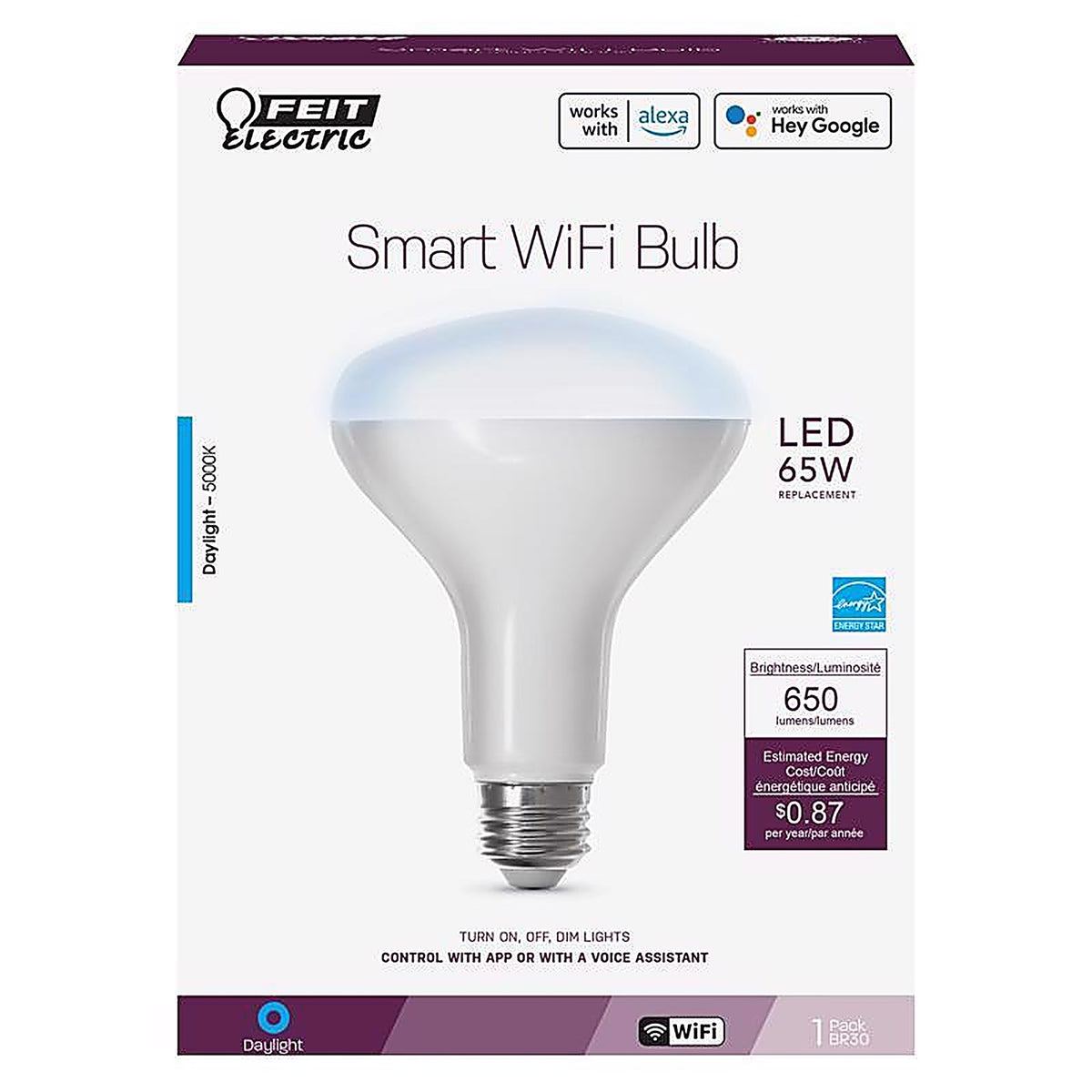 Feit Electric - BR30/950CA/AG - BR30 E26 (Medium) Smart WiFi LED Bulb Daylight 65 W 1 pk