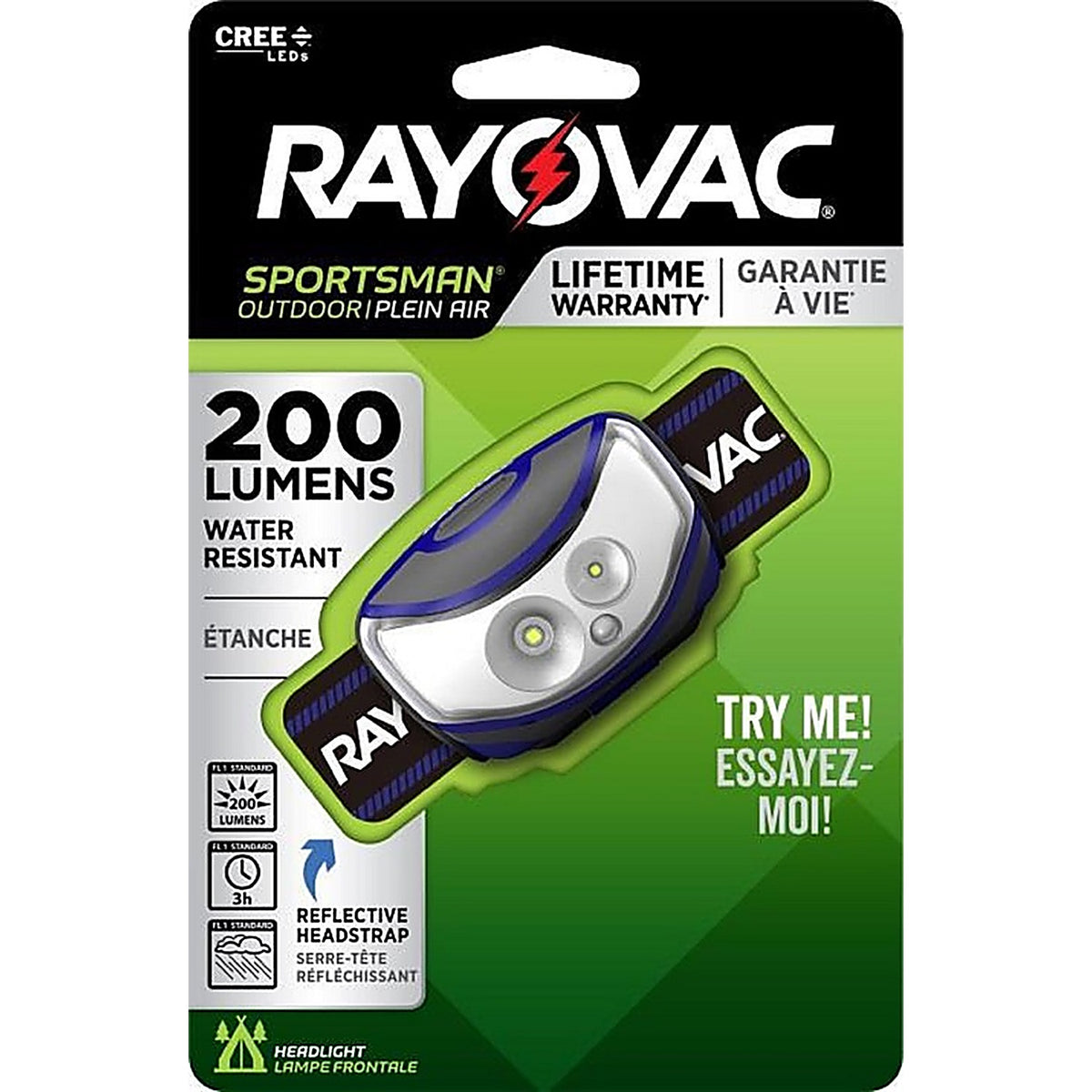 Rayovac - SPPHL3AAA-BXT - Sportsman 200 lumens Multicolored LED Head Lamp AAA Battery