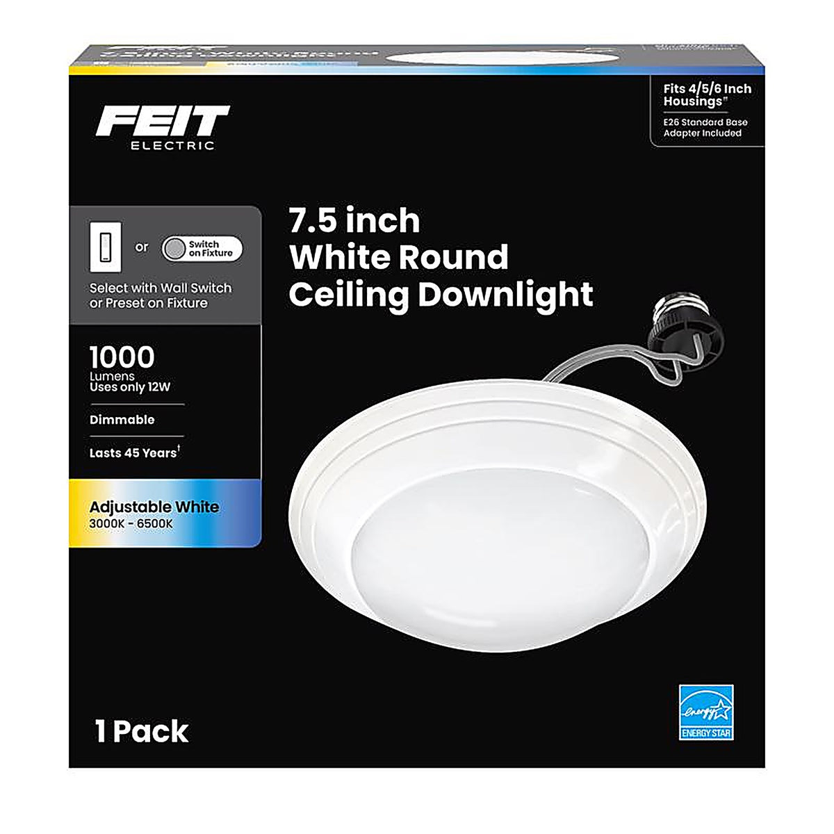 Feit Electric - 74006/CA - White 4, 5 and 6 in. W LED Disklight Retrofit Kit 12 W