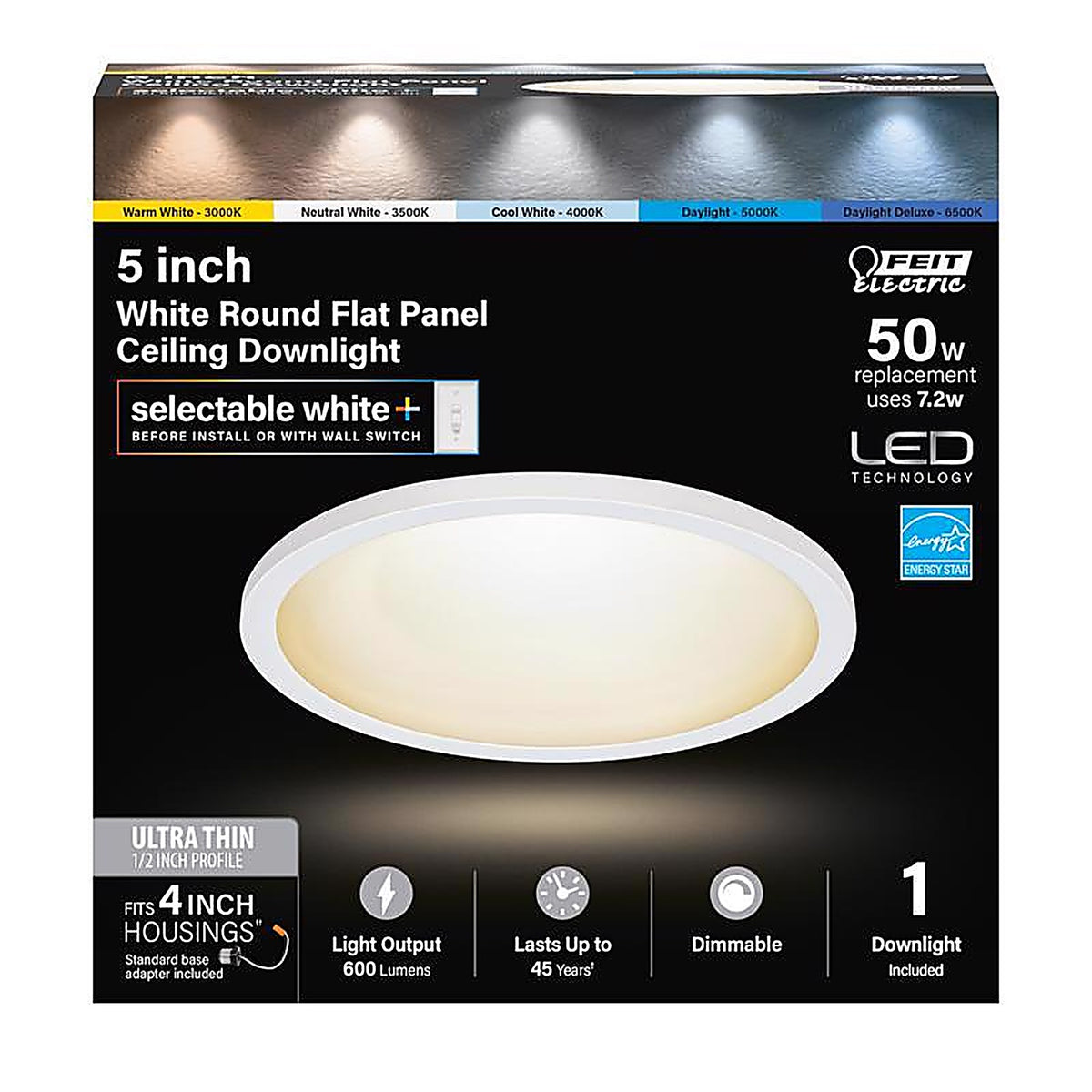 Feit Electric - 74202/6WYCA - White 4 in. W LED Retrofit Recessed Lighting 6.5 W