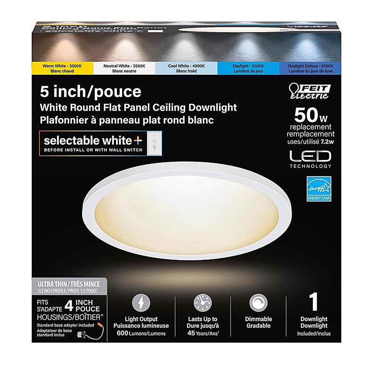 Feit Electric - 74202/6WYCA - White 4 in. W LED Retrofit Recessed Lighting 6.5 W