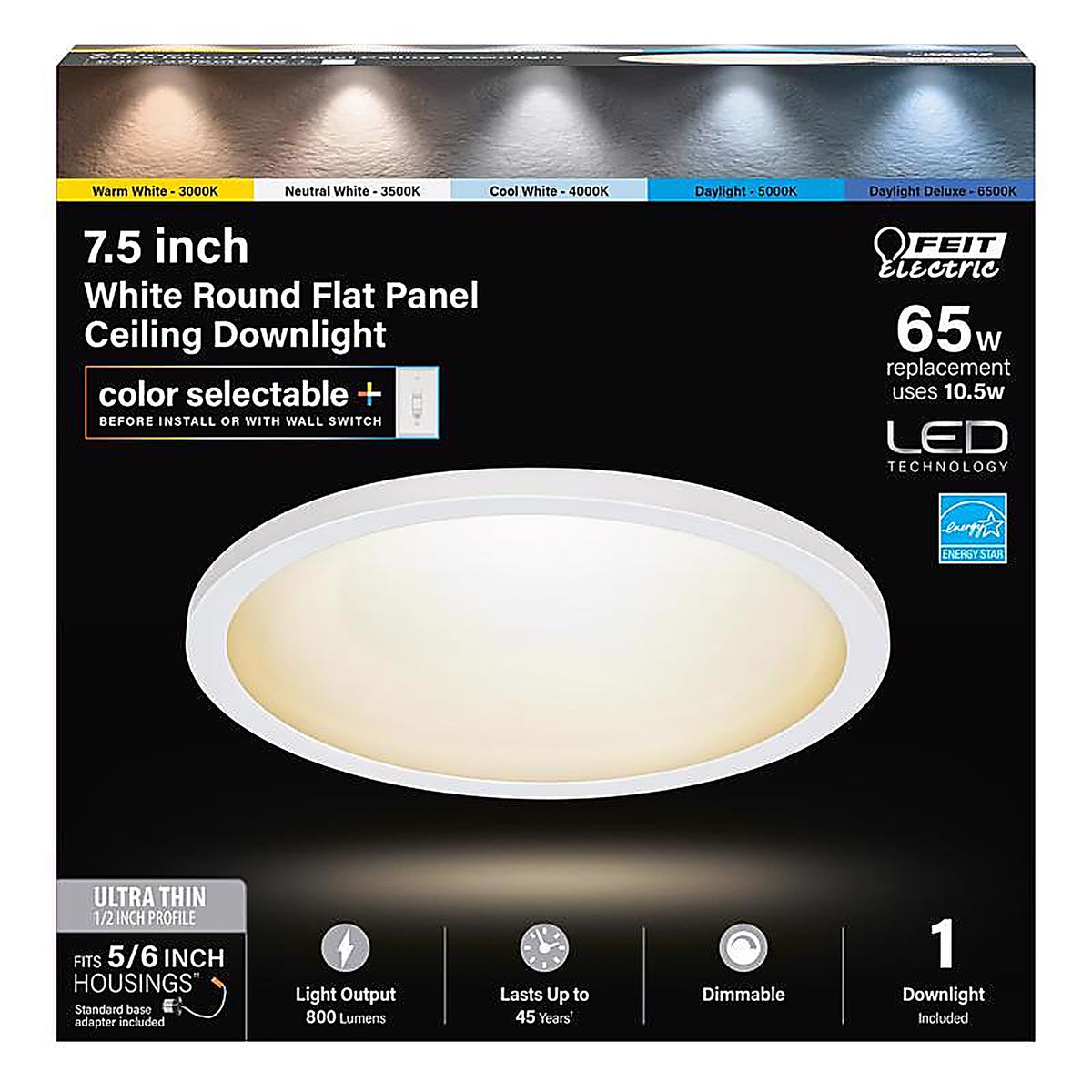 Feit Electric - 74206/6WYCA - White 5/6 in. W LED Retrofit Recessed Lighting 10.5 W