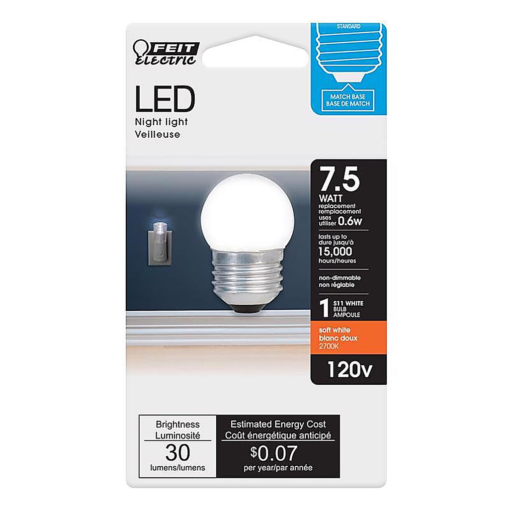 Feit Electric - BP71/2S/W/LED - S11 E26 (Medium) LED Bulb Soft White 7.5 W 1 pk