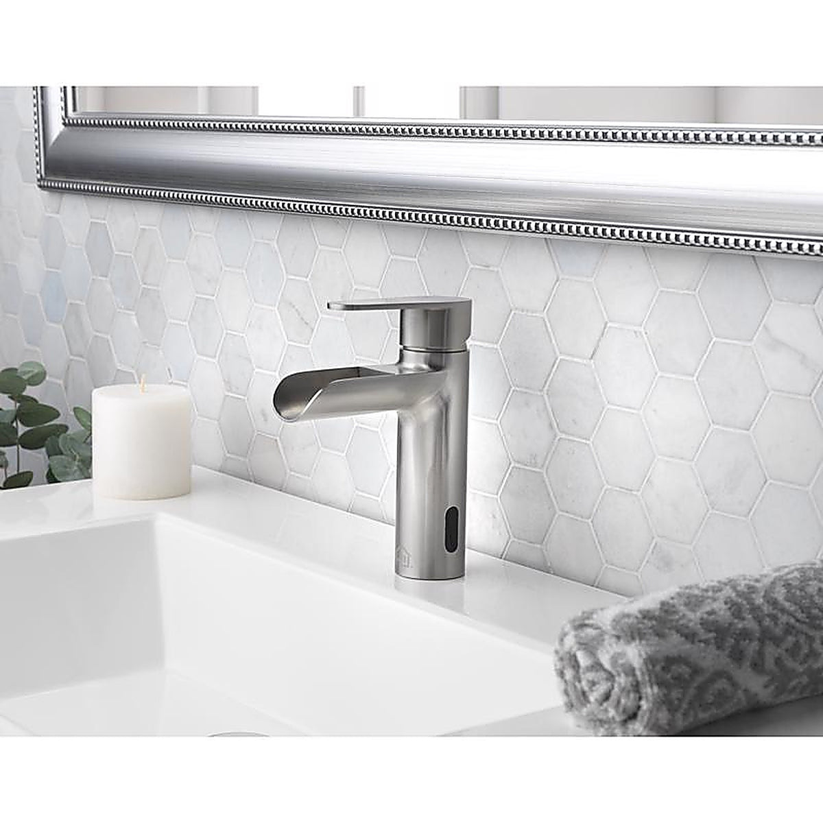 Homewerks - 29-B413S-HW - Waterfall Brushed Nickel Motion Sensing Single-Handle Bathroom Sink Faucet 2 in.