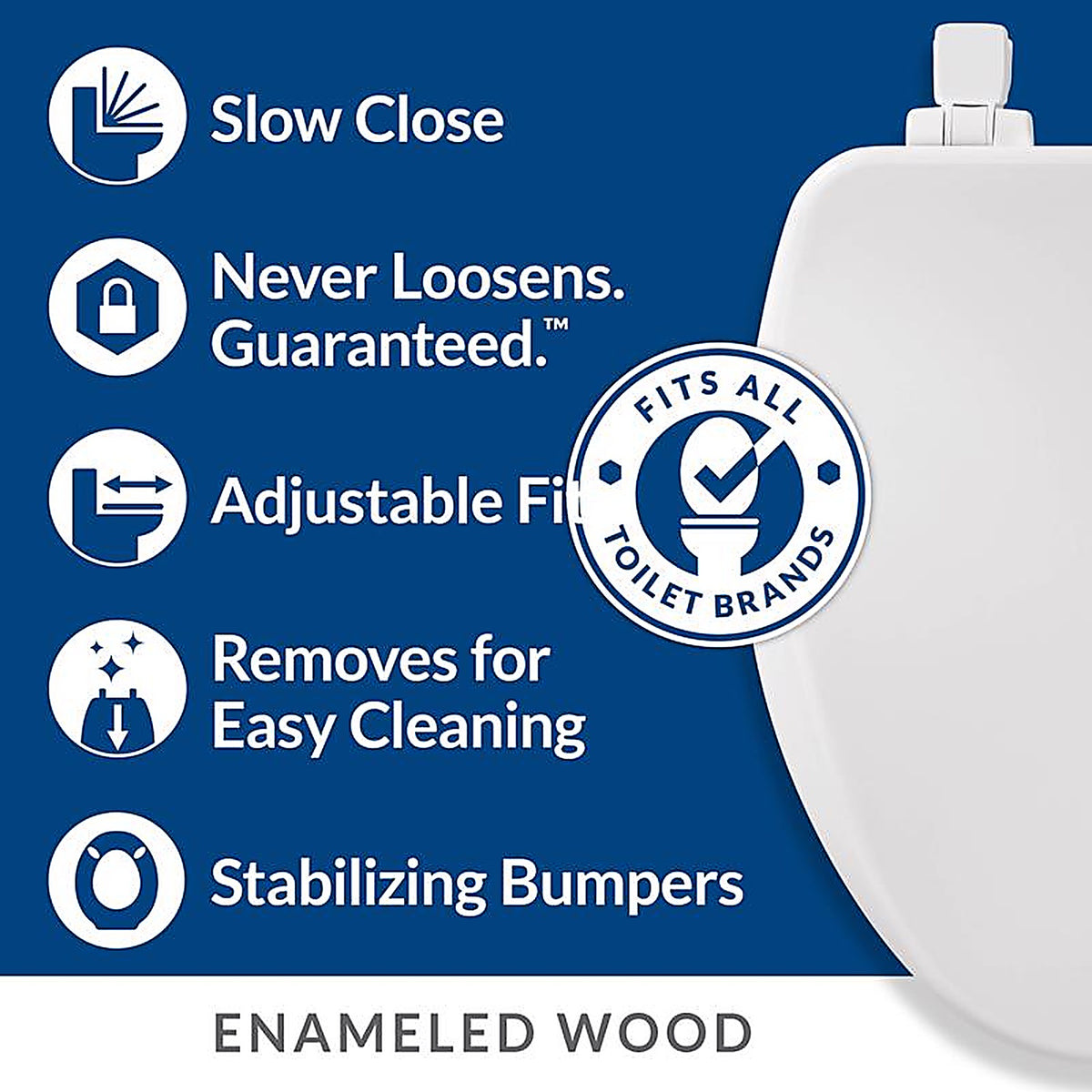 Bemis - 164SLOW-000 - Mayfair Slow Close Elongated White Enameled Wood Toilet Seat