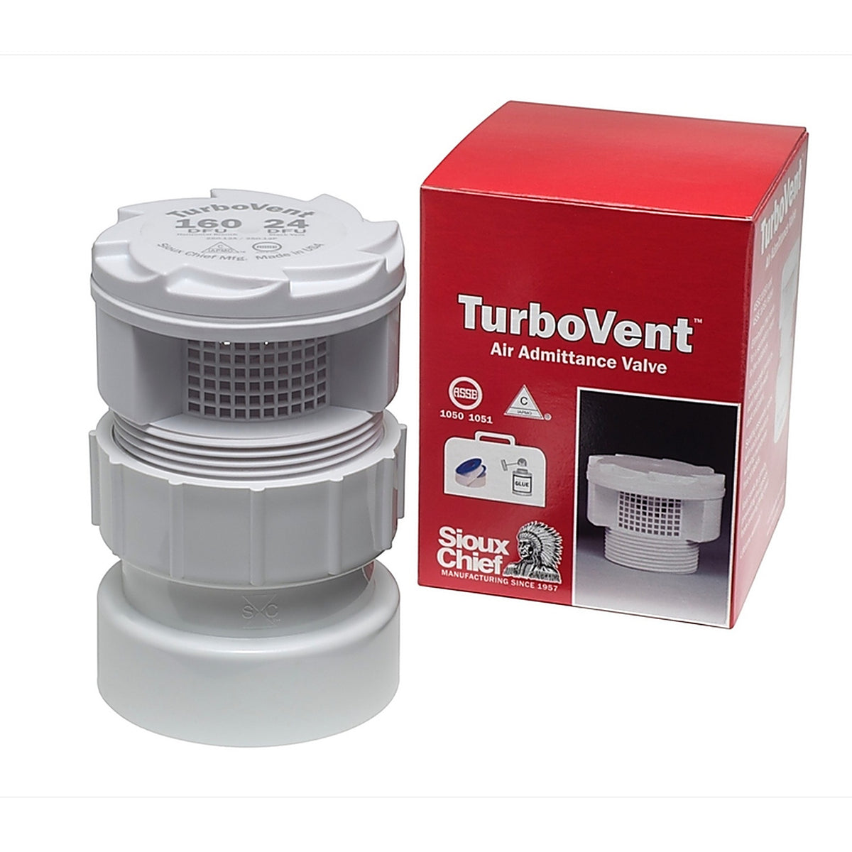 Sioux Chief - 250-122P - TurboVent 250 Series Schedule 40 1-1/2 in. Hub x 2 in. Dia. Hub PVC Air Admittance Valve