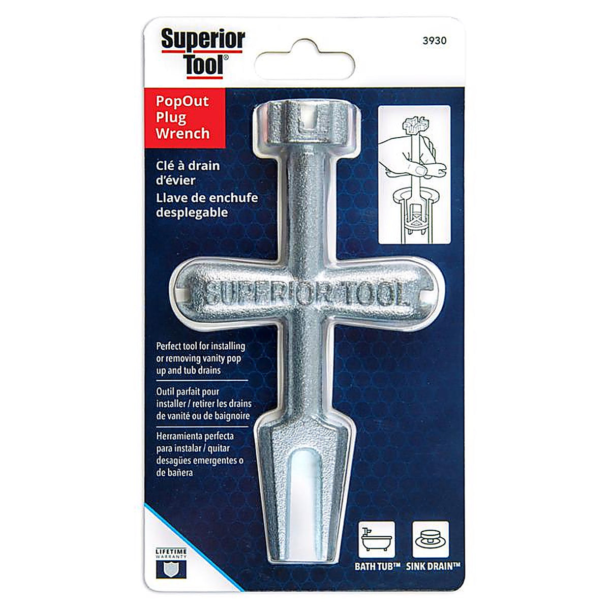 Superior Tool - 3930 - Pro-Line Plug Wrench Silver 1 pc