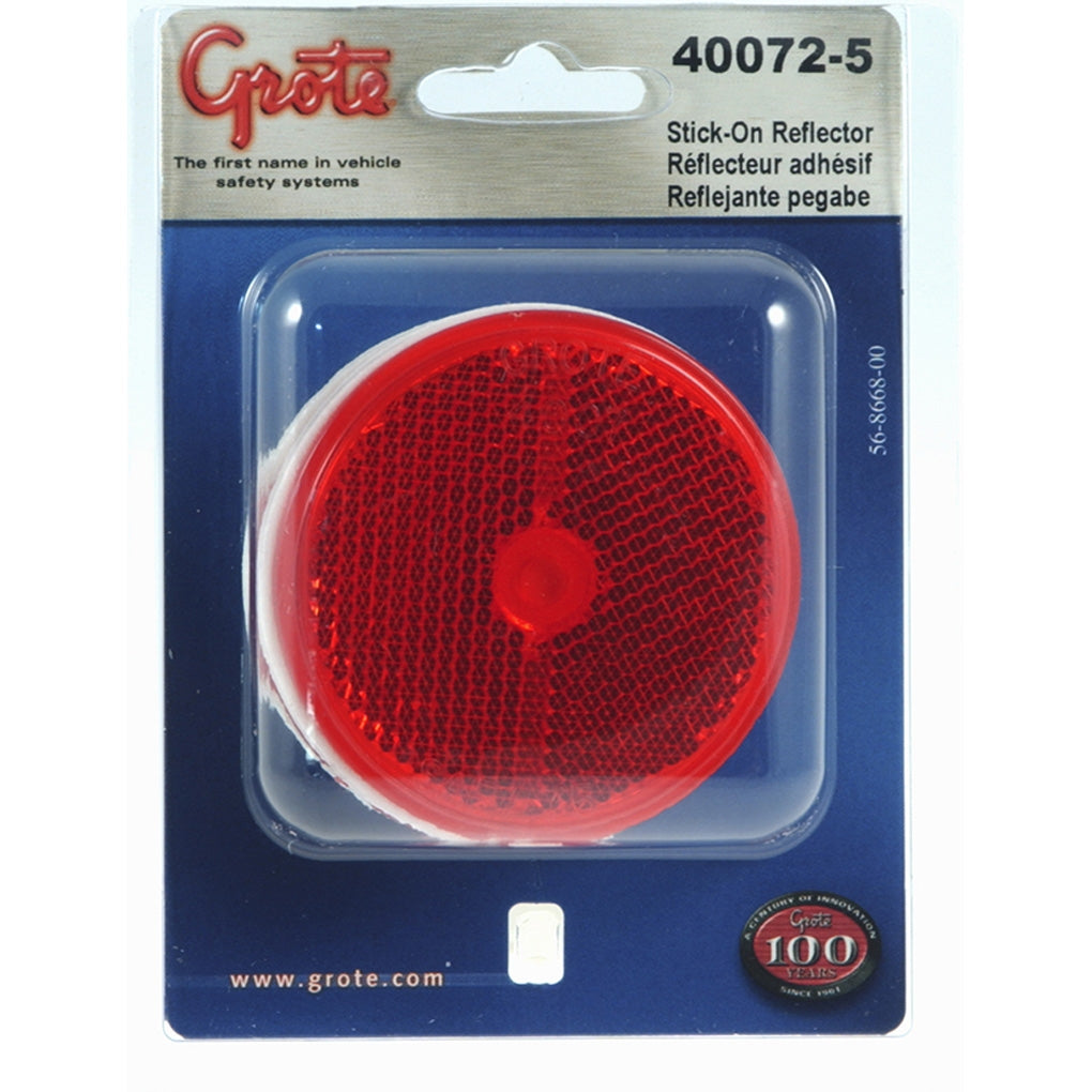 Grote - 40072-5 - Reflector, 2.5 in , Red, Round Stick-On, Pair