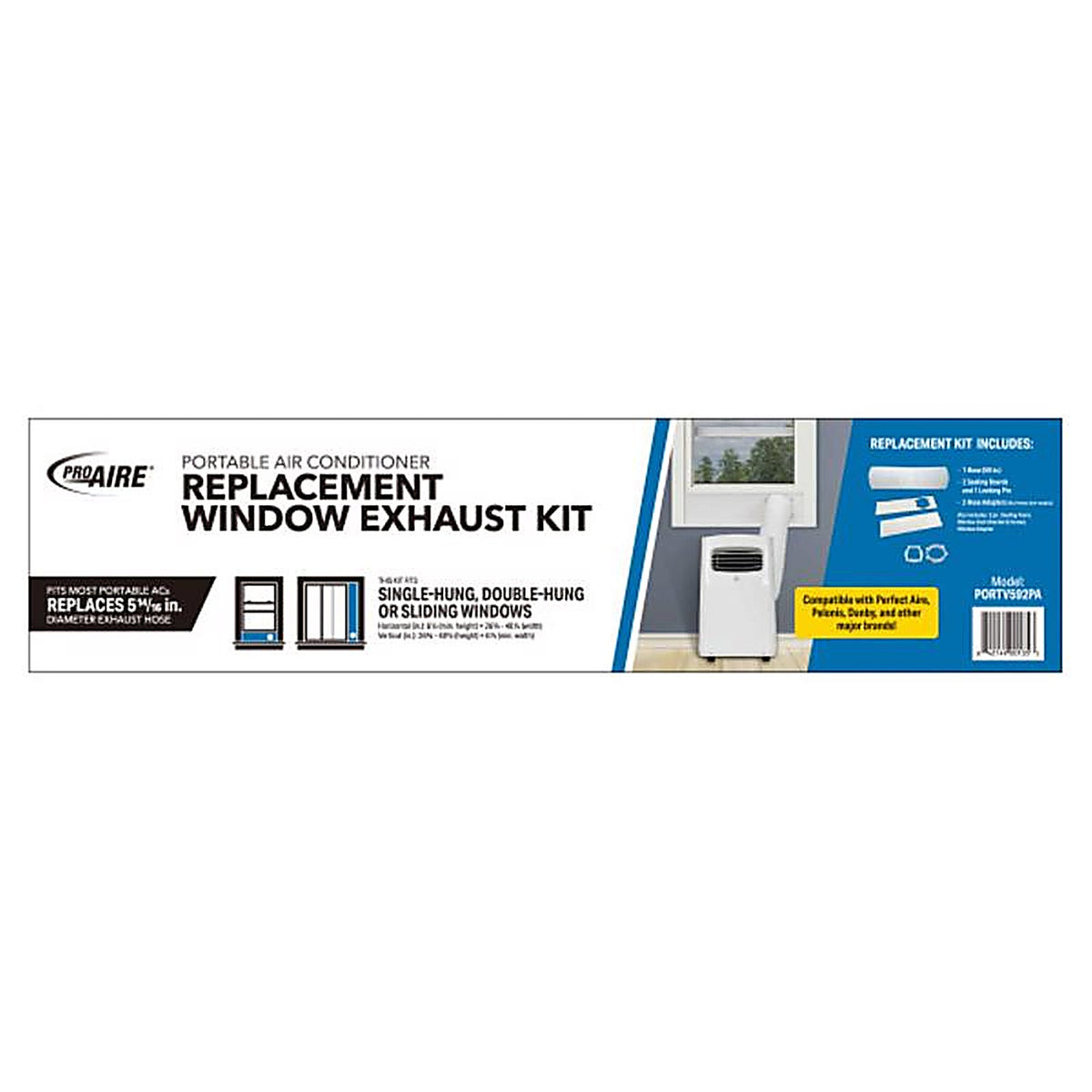 Perfect Aire - PORTV592PA - AC Replacement Window Exhaust Kit 7.5 in. W X 10 in. H White