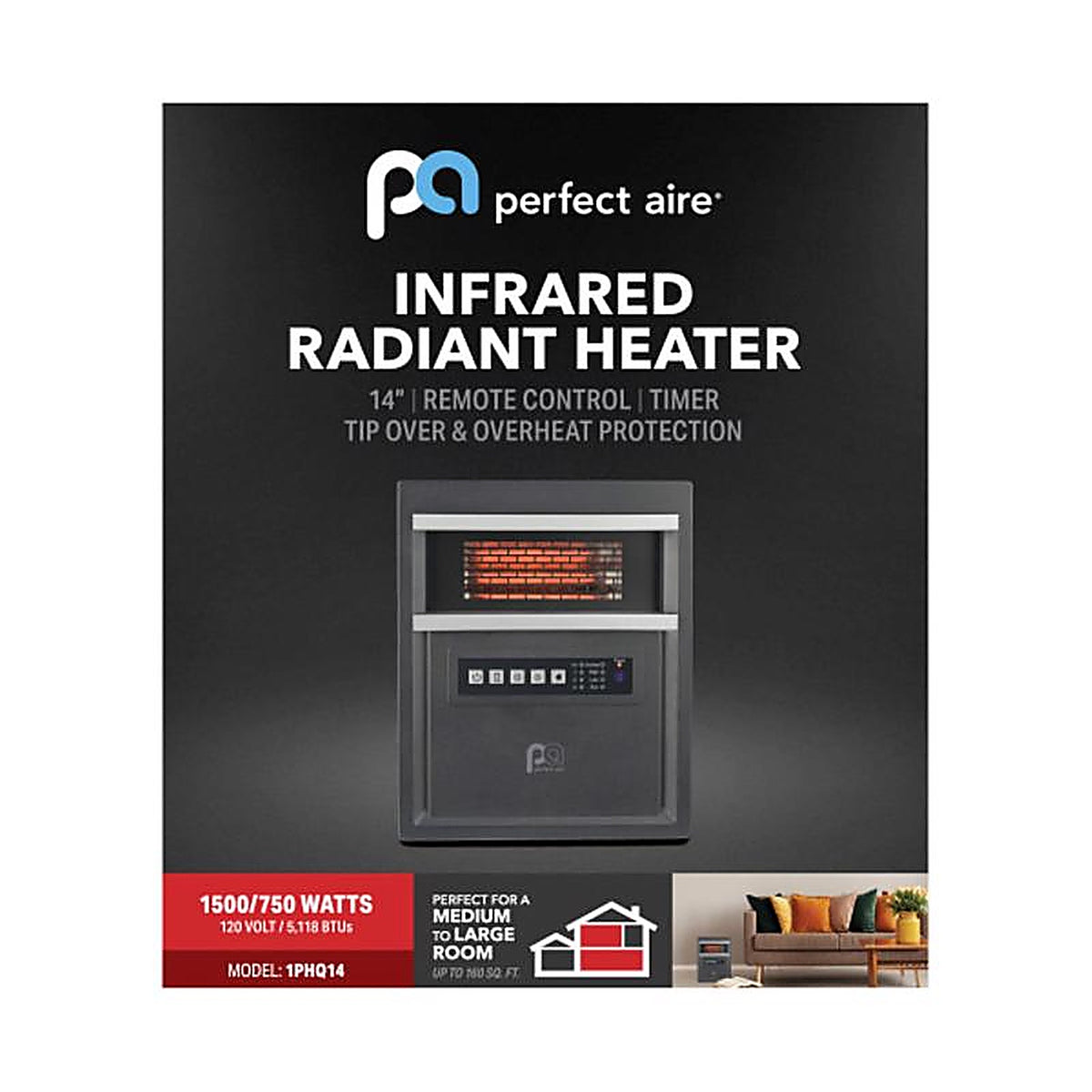 Perfect Aire - 1PHQ14 - Electric Infrared Heater w/Remote