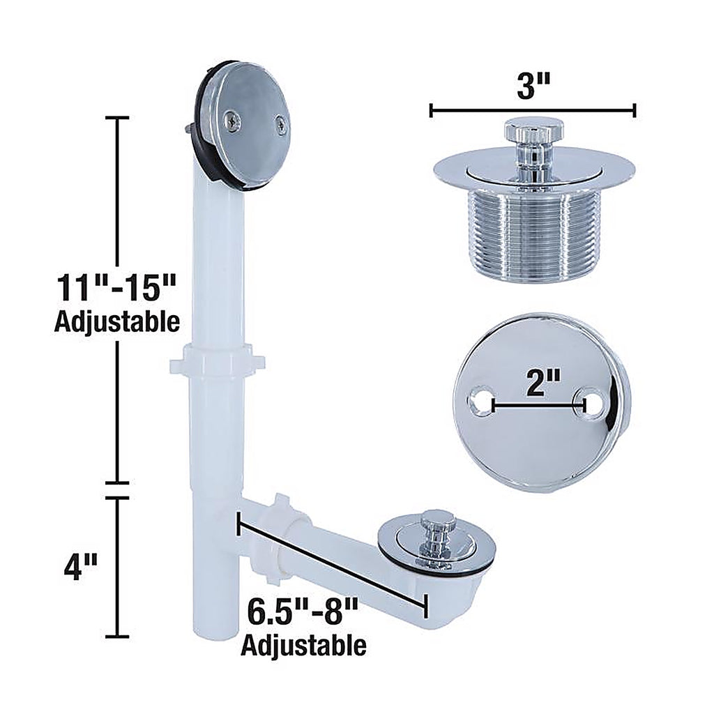 Danco - 9D00051933 - 1-1/2 in. D Chrome Plated Plastic Tub Drain Kit