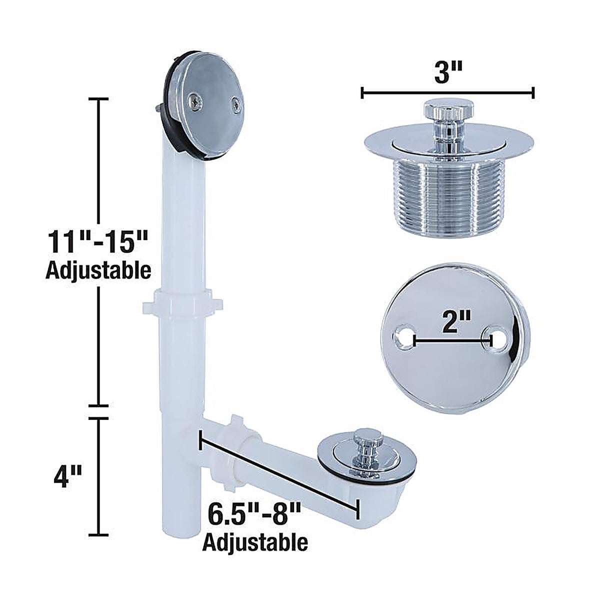 Danco - 9D00051933 - 1-1/2 in. D Chrome Plated Plastic Tub Drain Kit
