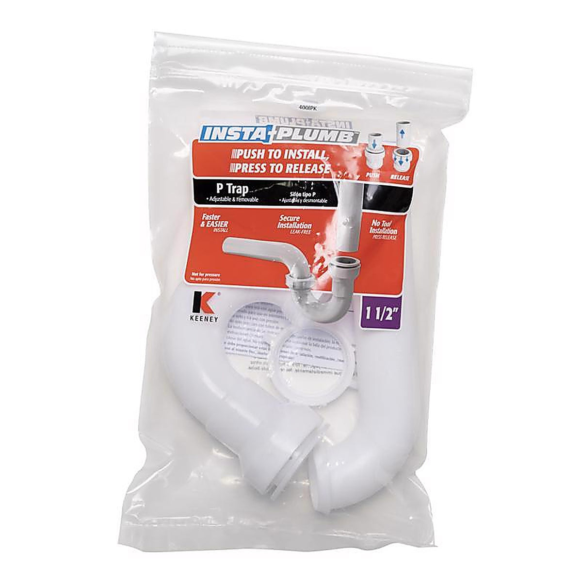 Keeney - 400IPK - Insta Plumb 1-1/2 in. D Plastic P-Trap