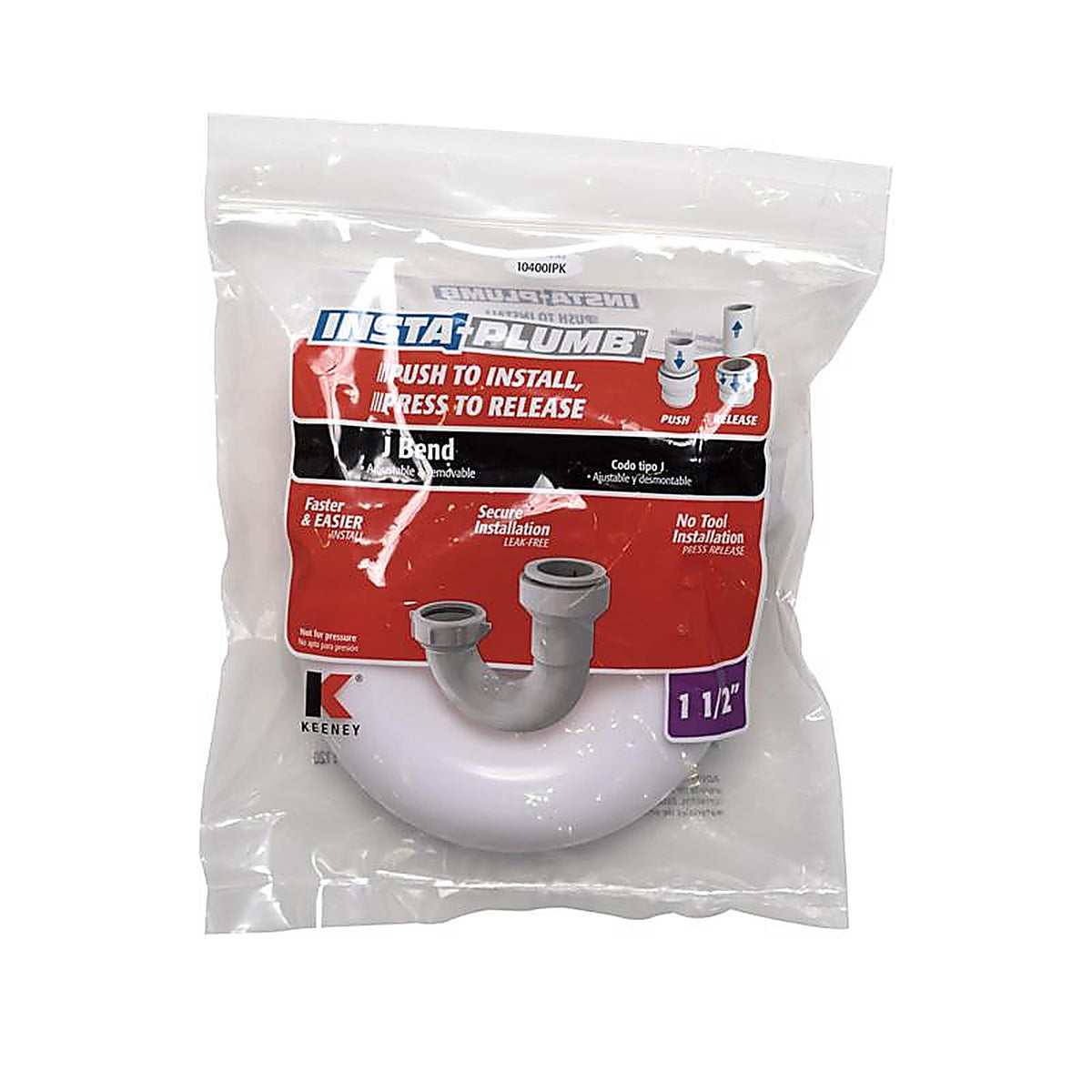 Keeney - 10400IPK - Insta Plumb 1-1/2 in. D Plastic J-Bend