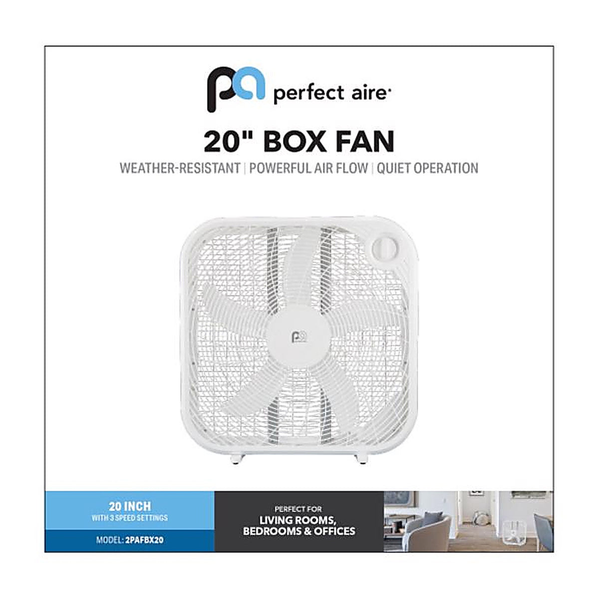 Perfect Aire - 1PAFBX20 - 20 in. H 3 speed Box Fan