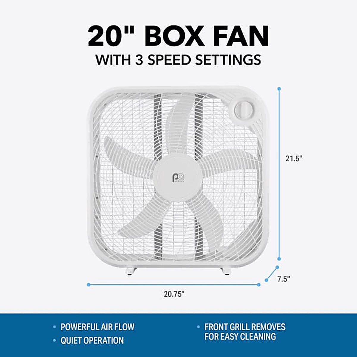 Perfect Aire - 1PAFBX20 - 20 in. H 3 speed Box Fan