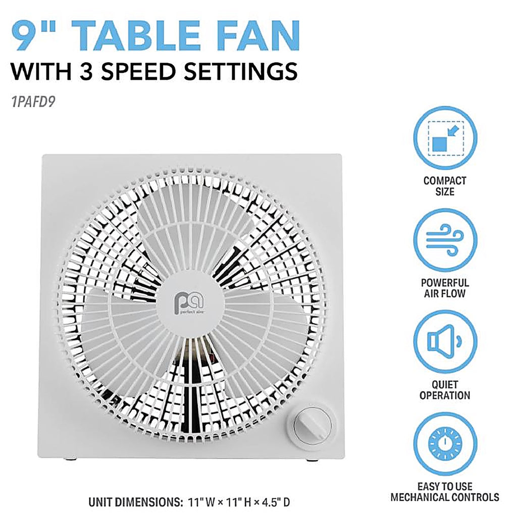 Perfect Aire - 1PAFD9 - 9 in. H 3 speed Box Fan