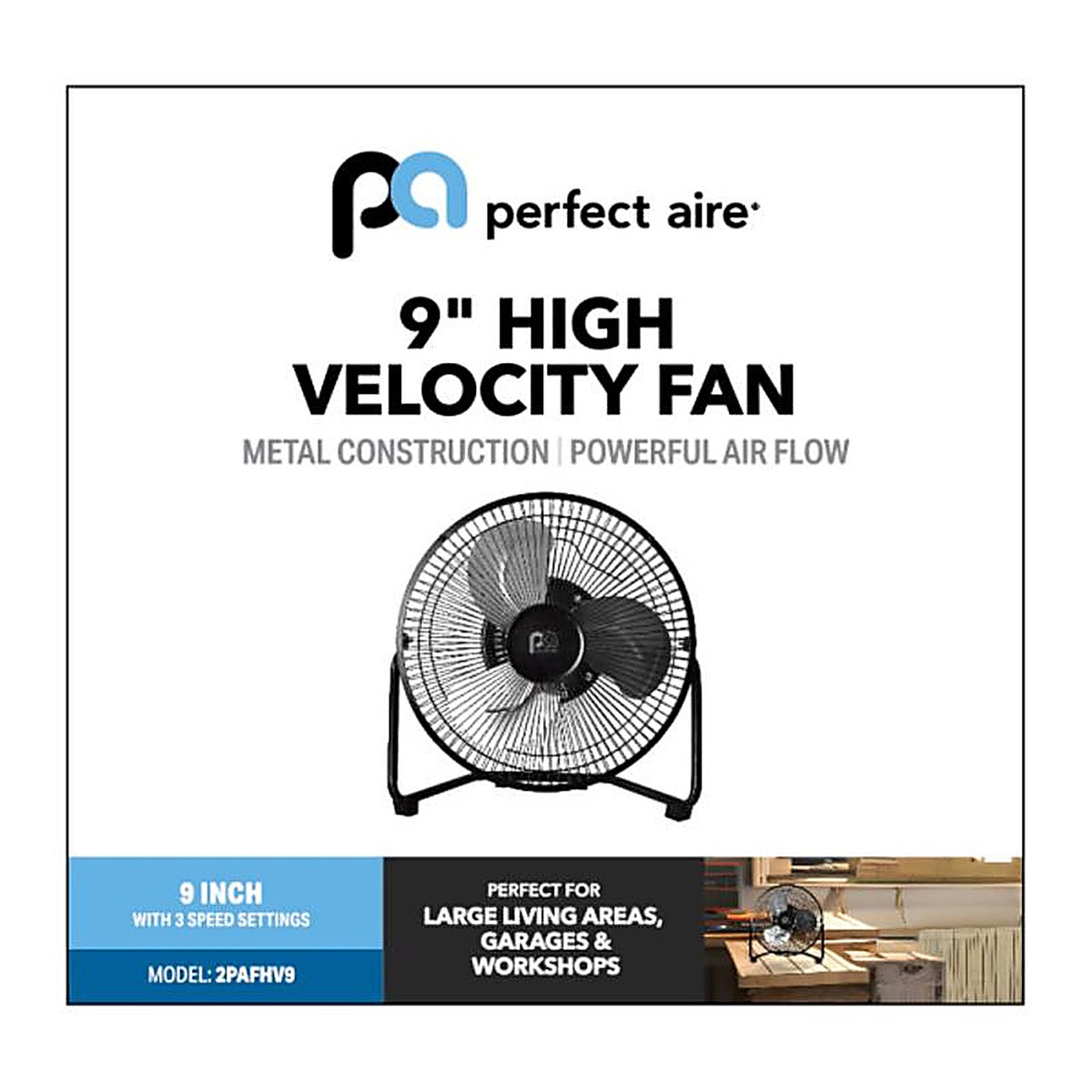 Perfect Aire - 2PAFHV9 - 11.75 in. H X 9 in. D 2 speed High Velocity Fan