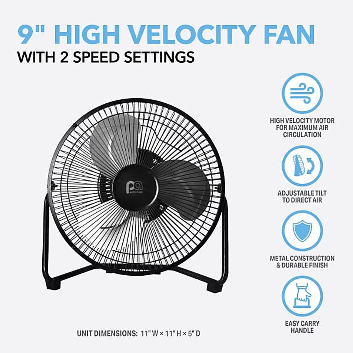 Perfect Aire - 2PAFHV9 - 11.75 in. H X 9 in. D 2 speed High Velocity Fan