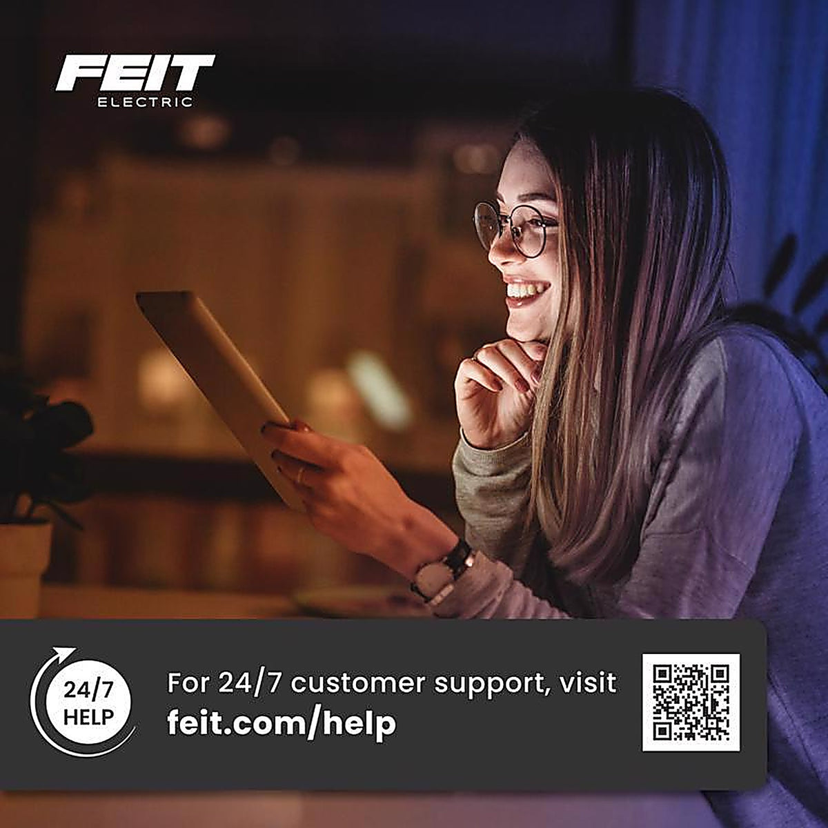 Feit Electric - TEMP/WIFI - Built In WiFi Heating and Cooling Push Buttons Temperature & Humidity Sensor