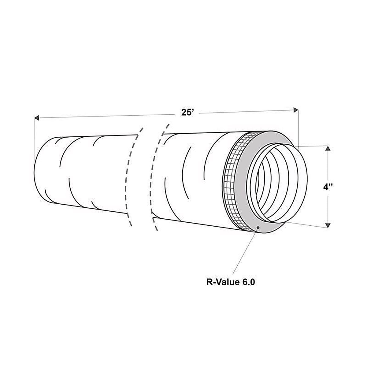 Imperial - MEA-0425-6 - 25 ft. L X 4 in. D Silver Poly Duct
