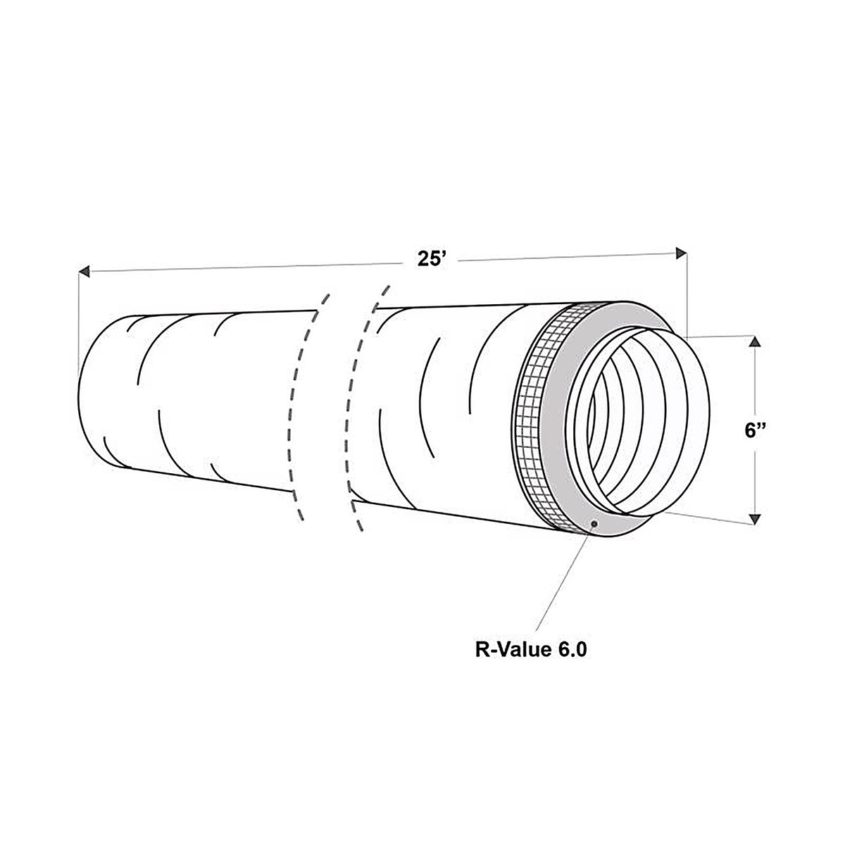 Imperial - MEA-0625-6 - 25 ft. L X 6 in. D Silver Poly Duct