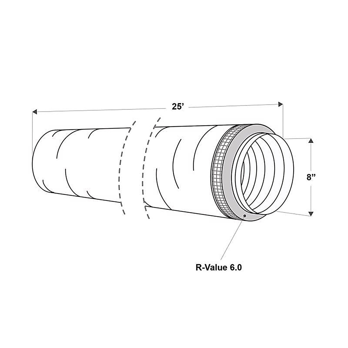 Imperial - MEA-0825-6 - 25 ft. L X 8 in. D Silver Poly Duct