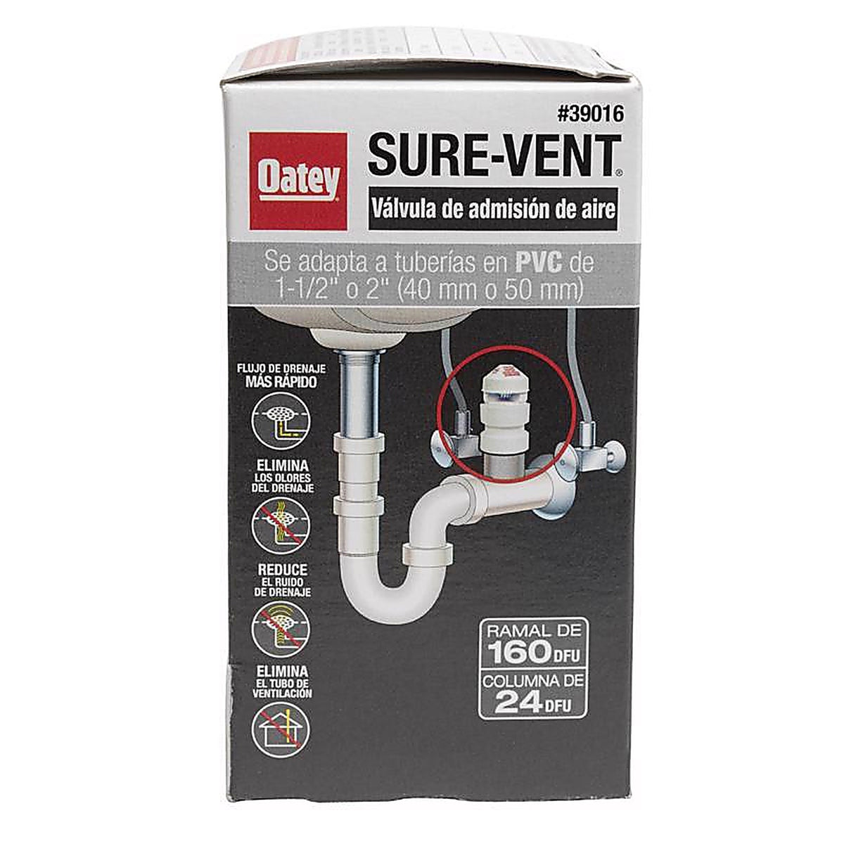 Oatey - 39016 - Sure-Vent 1-1/2 in. PVC Air Admittance Valve 2 in.