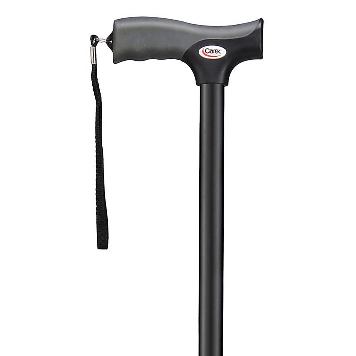 Carex - FGA52000 0000 - Black Soft-Grip Walking Cane w/Strap Aluminum/Plastic 40 in. H X 5.2 in. L