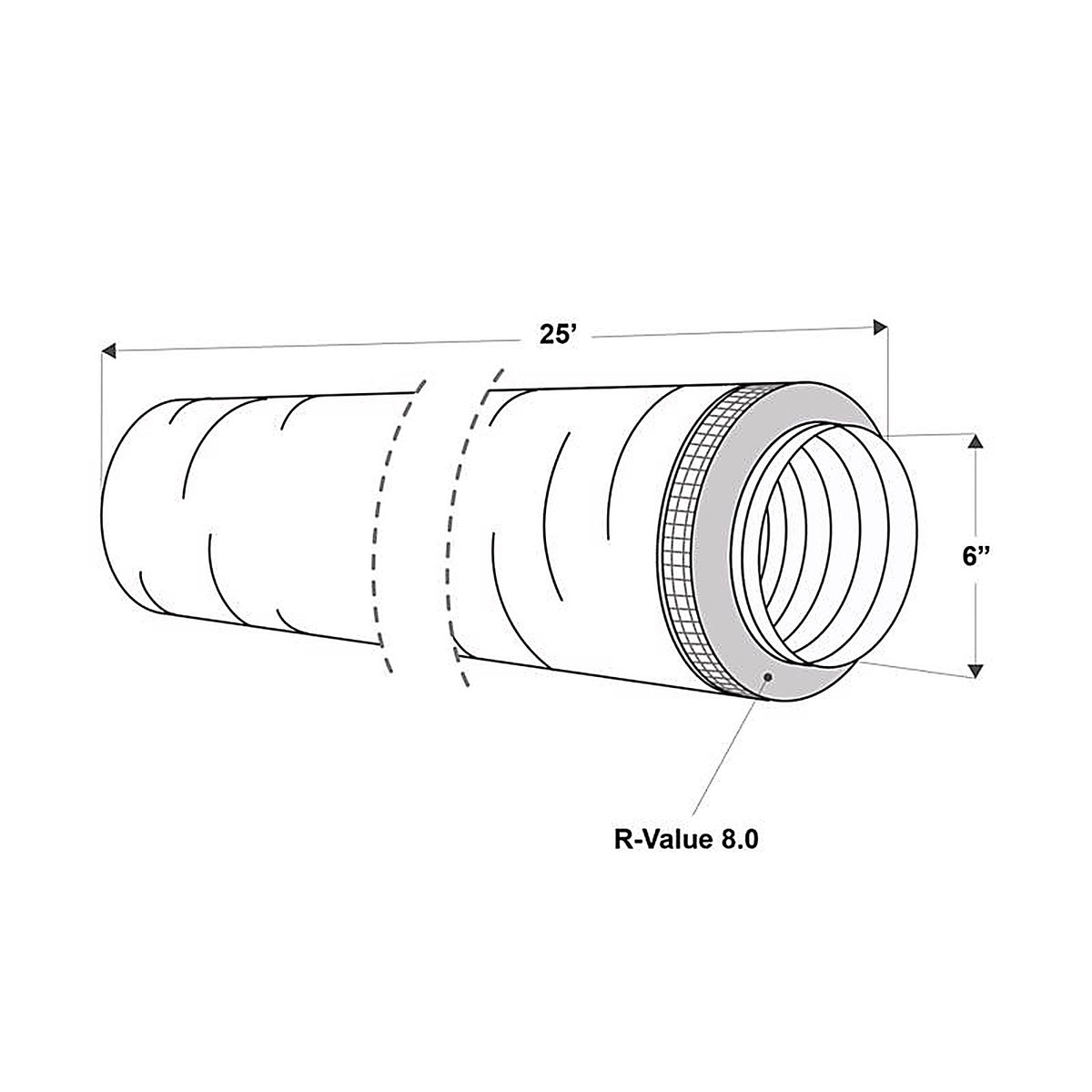 Imperial - MEA-0625-8 - 25 ft. L X 6 in. D Silver Poly Duct