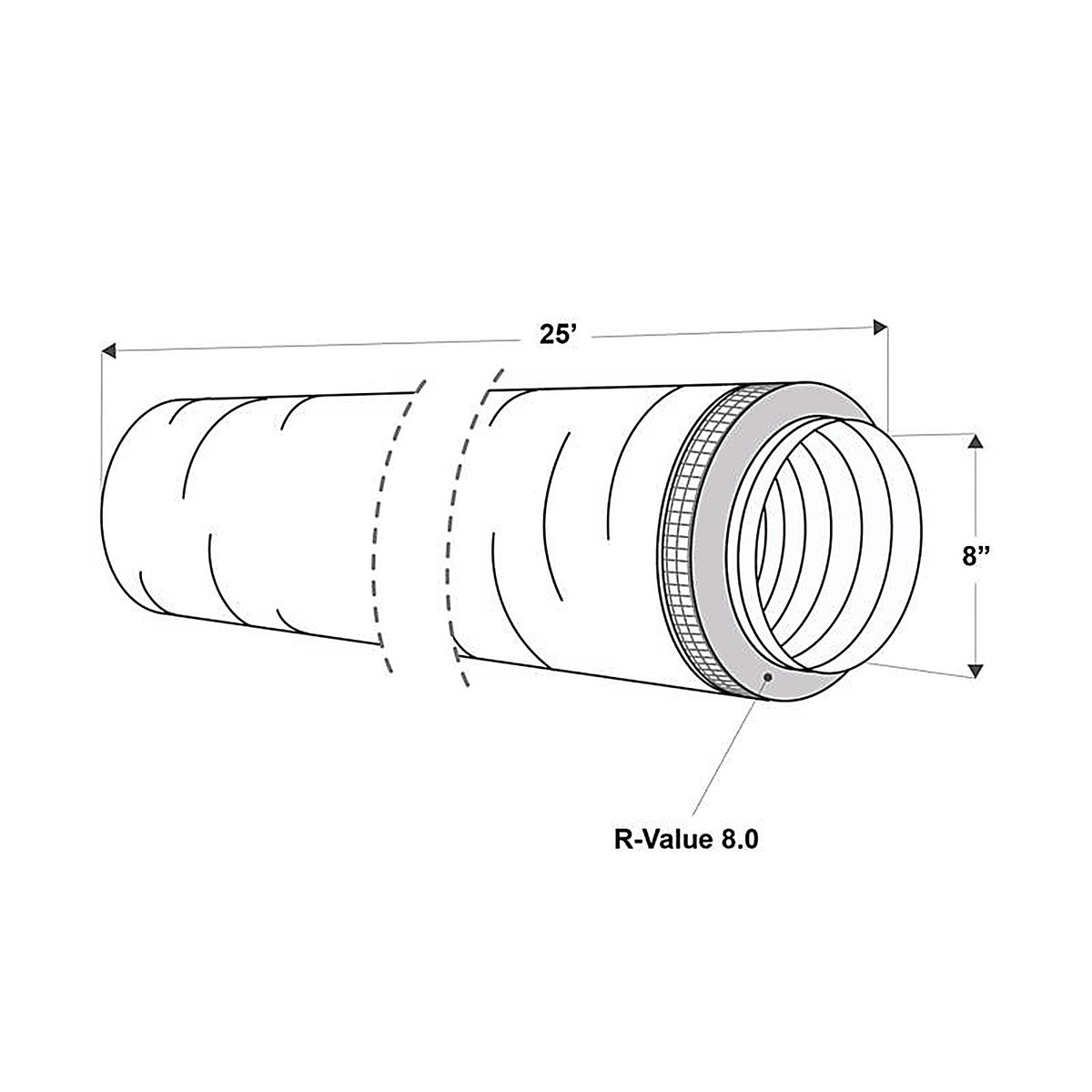 Imperial - MEA-0825-8 - 25 ft. L X 8 in. D Silver Poly Duct