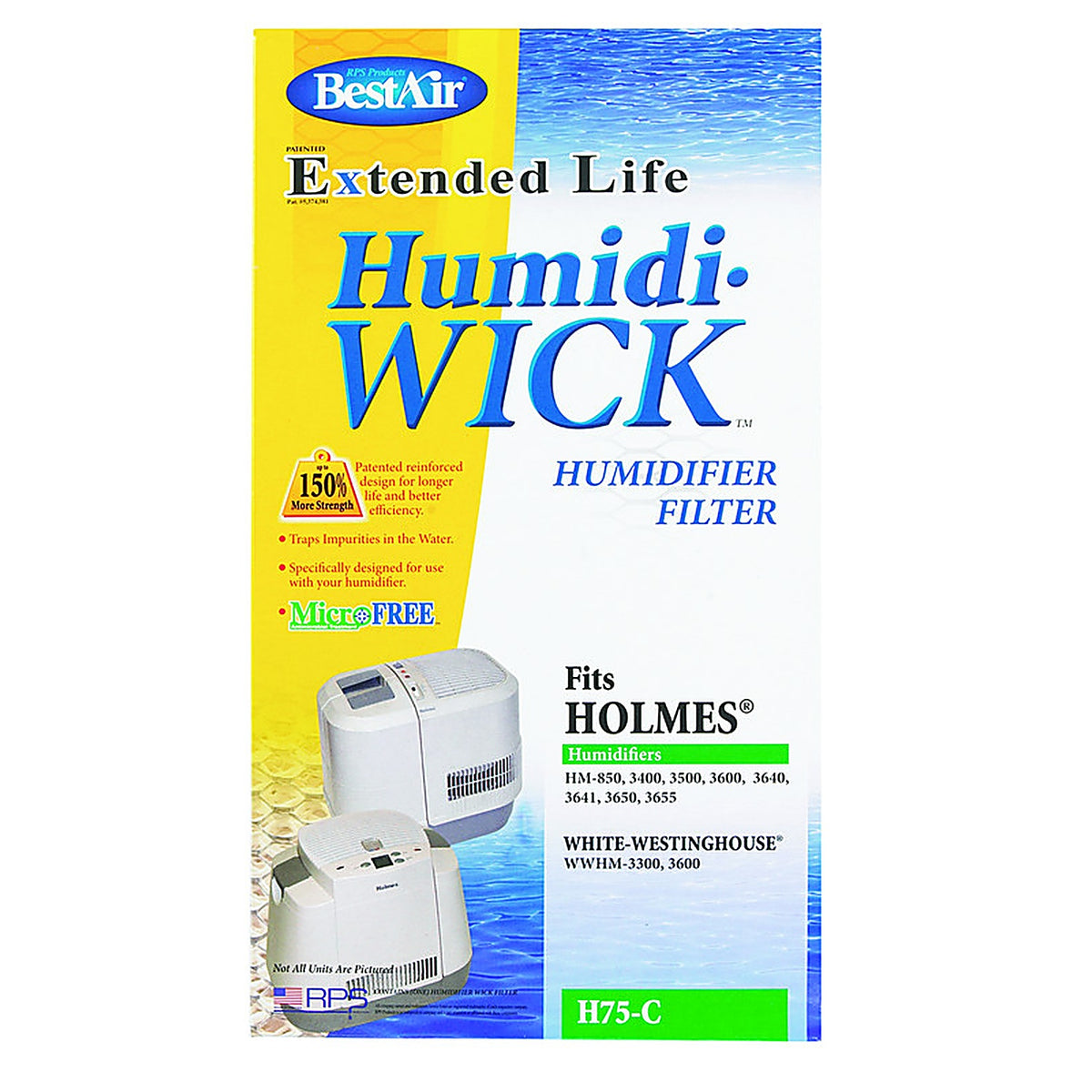 BestAir - H75-PDQ-4 - Humidifier Wick 1 pk For Holmes HM850, 3400, 3500, 3501, 3600, 3607, 3608, 3640, 3641, 3650,