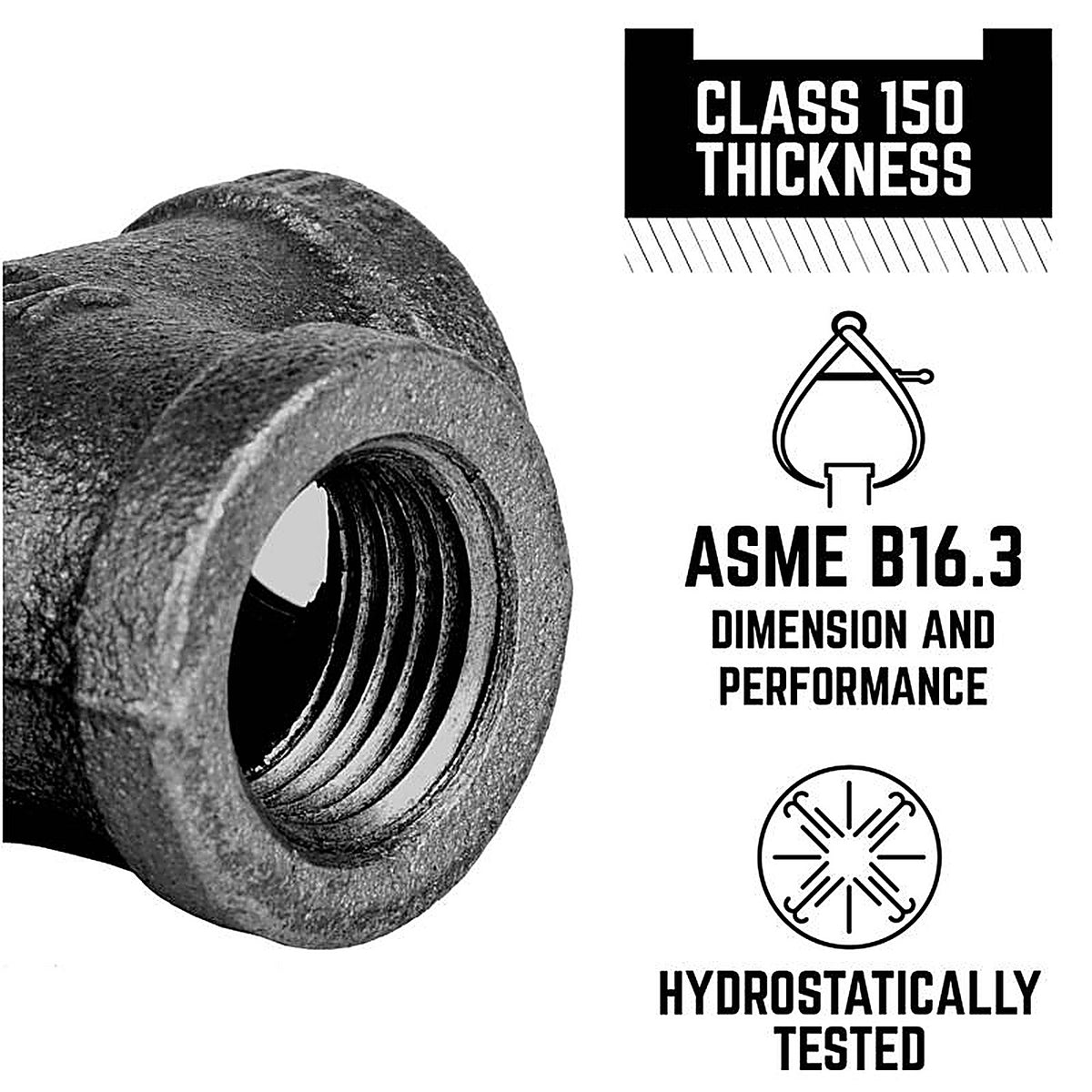 Mueller - 520-600HC - 1/8 in. FIP x 1/8 in. Dia. FIP Black Malleable Iron Tee