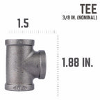 STZ Industries - 310T-38 - 3/8 in. FIP each X 3/8 in. D FIP Black Malleable Iron Tee