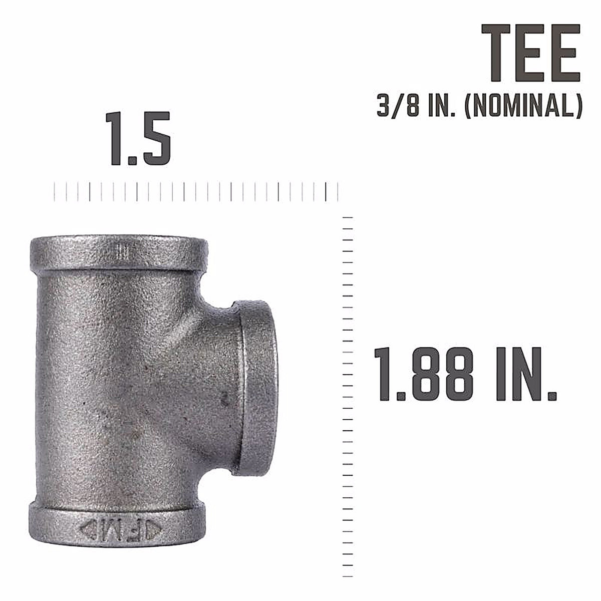 STZ Industries - 310T-38 - 3/8 in. FIP each X 3/8 in. D FIP Black Malleable Iron Tee