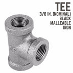 STZ Industries - 310T-38 - 3/8 in. FIP each X 3/8 in. D FIP Black Malleable Iron Tee