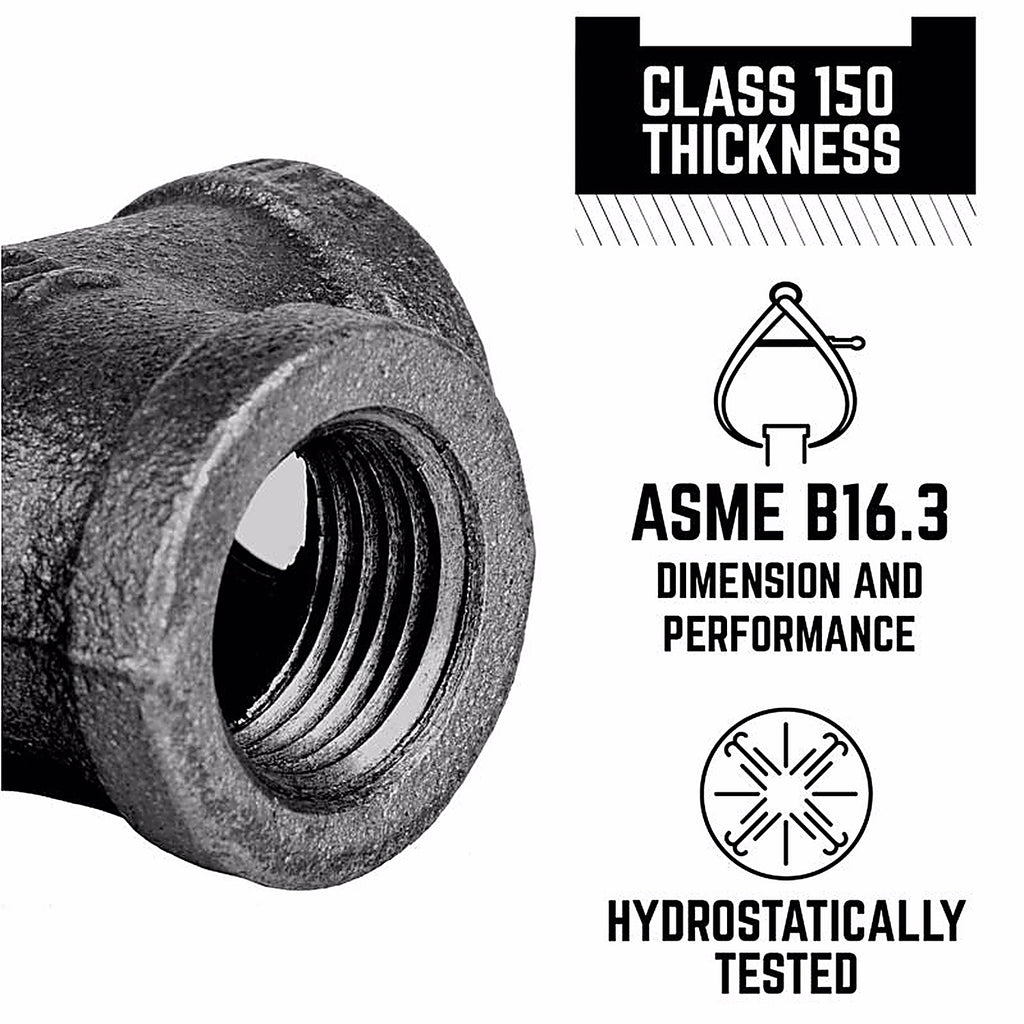 STZ Industries - 310T-38 - 3/8 in. FIP each X 3/8 in. D FIP Black Malleable Iron Tee