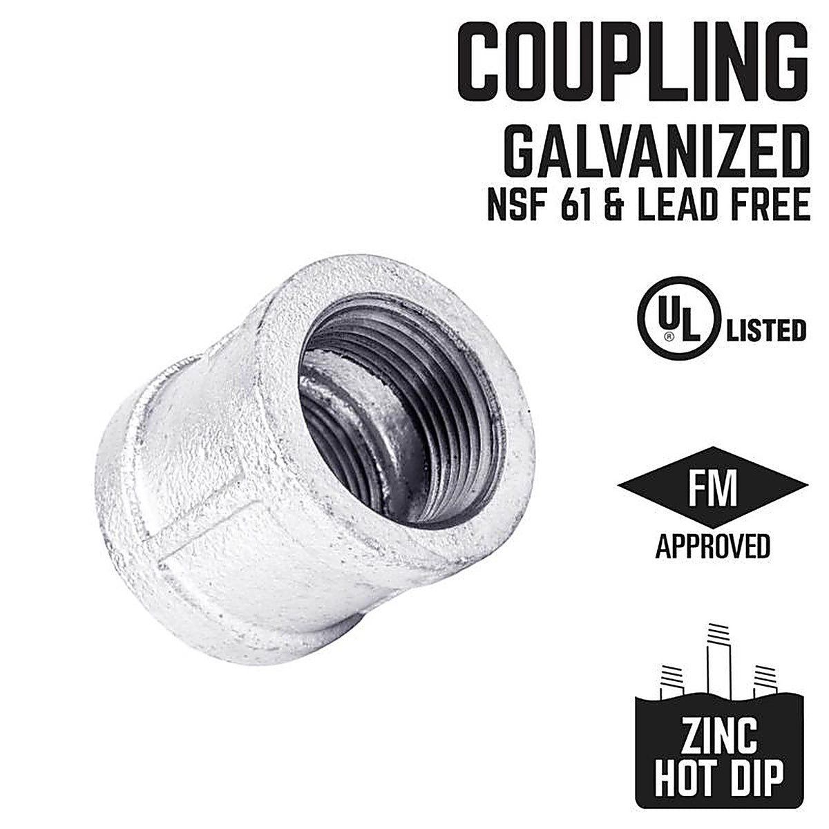 STZ Industries - 311UCO-18 - 1/8 in. FIP each X 1/8 in. D FIP Galvanized Malleable Iron Coupling