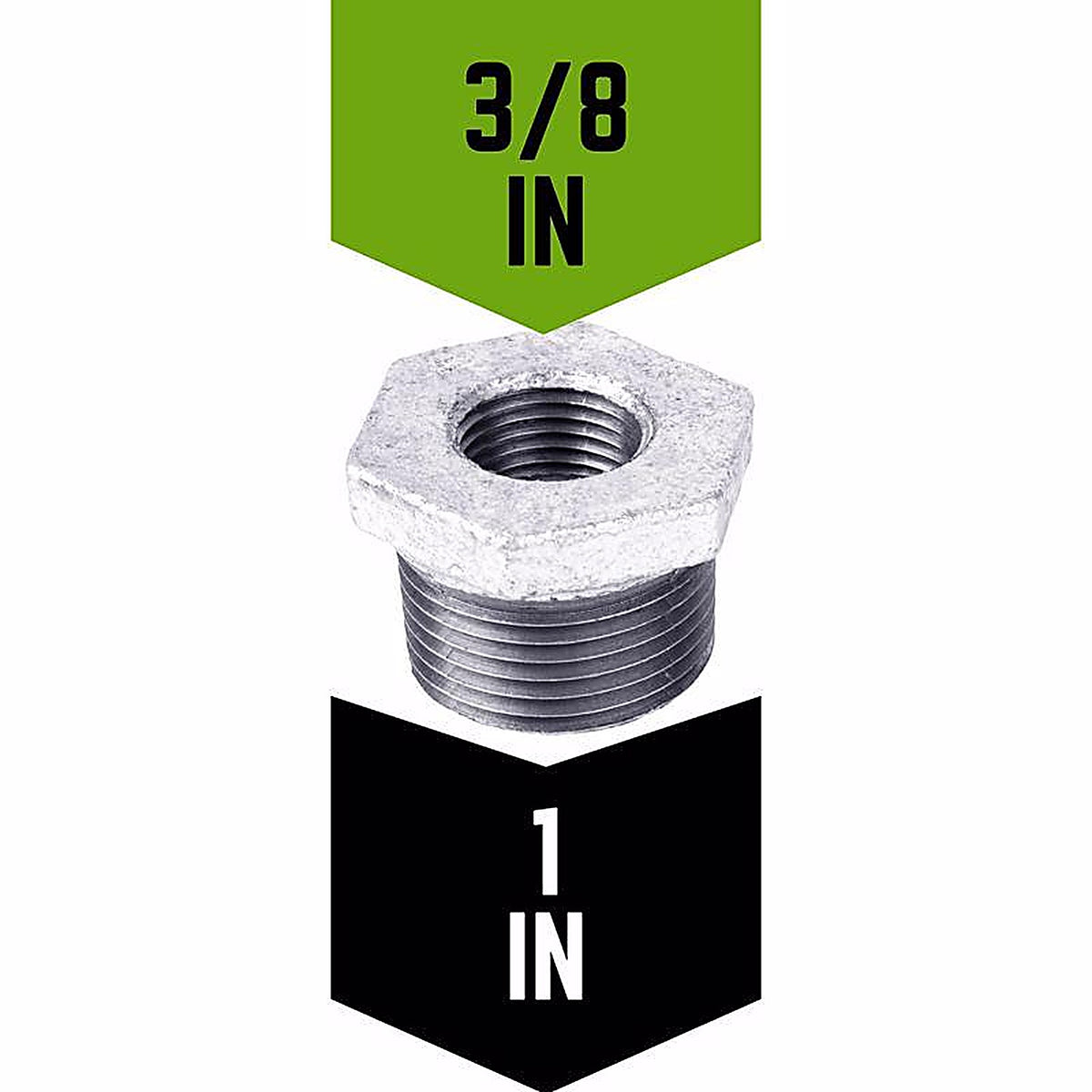 STZ Industries - 311UB-138 - 1 in. MIP each X 3/8 in. D FIP Galvanized Malleable Iron Hex Bushing